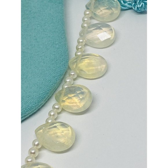 18K Yellow Gold Iridesse Tiffany & Co Pearl Strand with Quartz Drops 18" - Picture 6 of 10